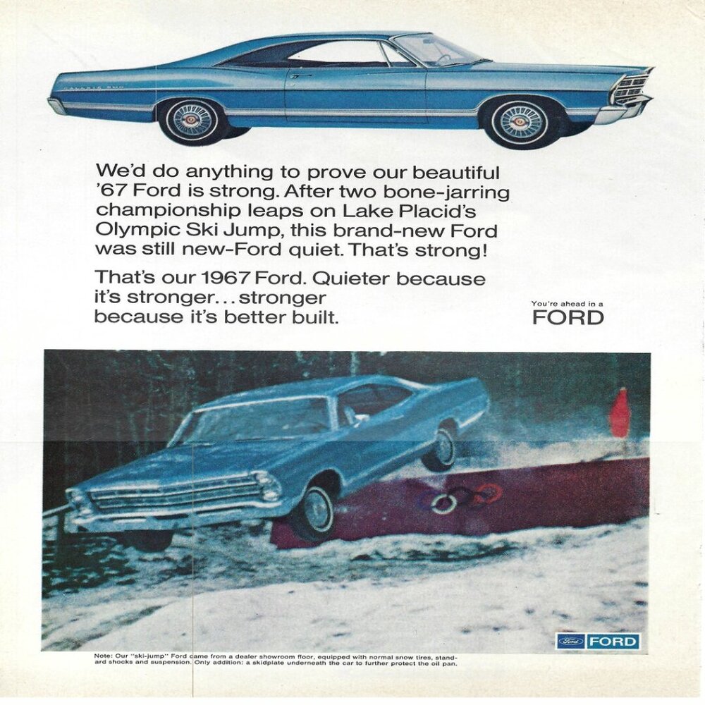 1967 Ford Galaxie 500 LTD/XL Olympic Snow Jump Vintage Magazine Print Ad/Poster